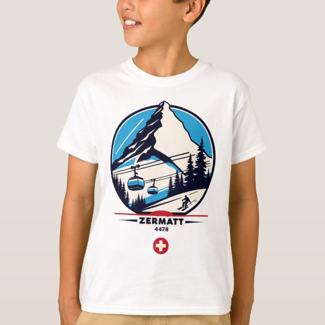T-shirt Zermatt 4478 - Ski sur le Problemhorn  (Devant)
