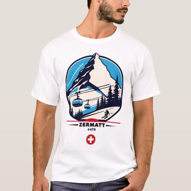 T-shirt Zermatt 4478 - Ski sur le Problemhorn  (Devant)