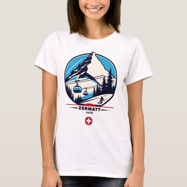 T-shirt Zermatt 4478 - Ski sur le Problemhorn  (Devant)