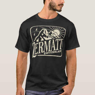 T-shirt Zermatt Suisse Montagnes Vintages Voyage Matte
