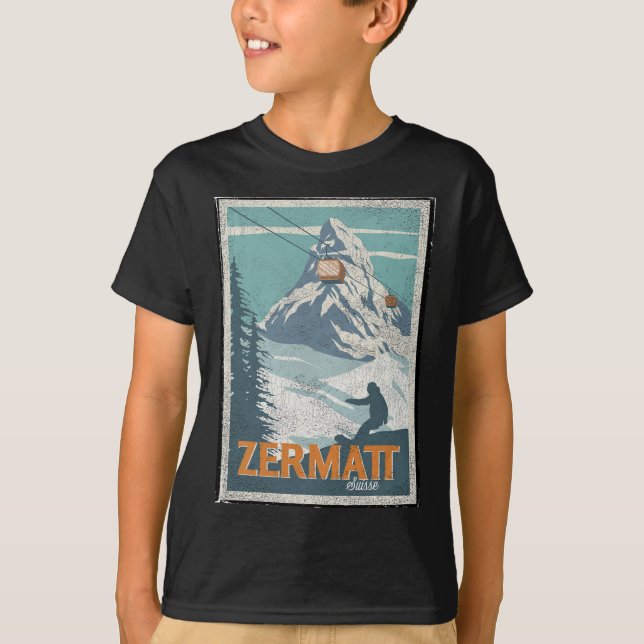 T-shirt Zermatt Suisse Ski d'hiver Snowboard Ski (Devant)