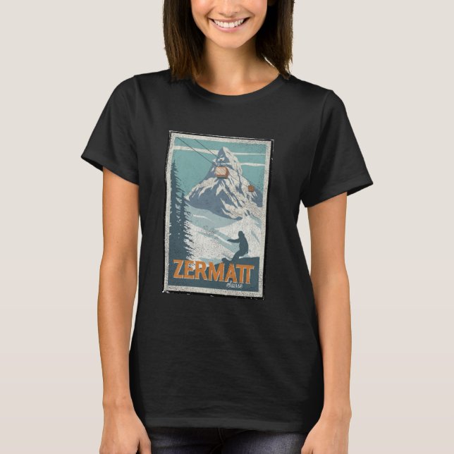 T-shirt Zermatt Suisse Ski d'hiver Snowboard Ski (Devant)
