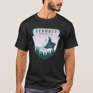 T-shirt Zermatt Switzerland Vintage Snow Ski Matterhorn Sw