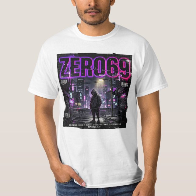 T-shirt ZERO69 Glitch Division – Accès Darknet Cyberpunk  (Devant)
