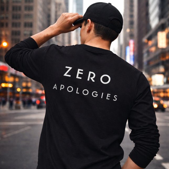 T-shirt Zero Apologies Bold Minimal Typography Design (Créateur téléchargé)