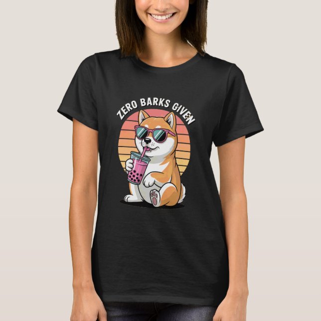 T-shirt Zero Barks Given Boba-Loving Shiba Inu Dog (Devant)