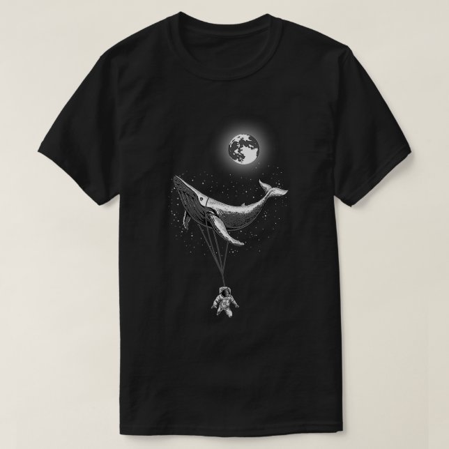 T-shirt Zéro Gravité Baleine de mer tenant l'astronaute Es (Design devant)