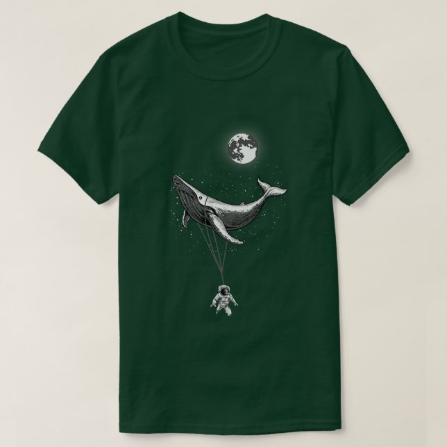 T-shirt Zéro Gravité Baleine de mer tenant l'astronaute Es (Design devant)