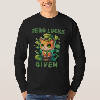T-shirt Zero Lucks Given Cute Cat St Patricks Day Party W