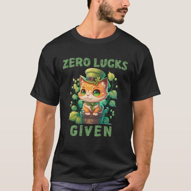 T-shirt Zéro Lucres Donné Cat Jour de la Saint Patrick Par (Devant)