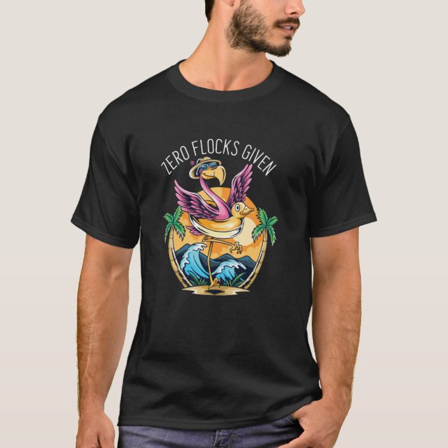 T-shirt Zéro troupeau donné drôle de plage flamingo (Devant)