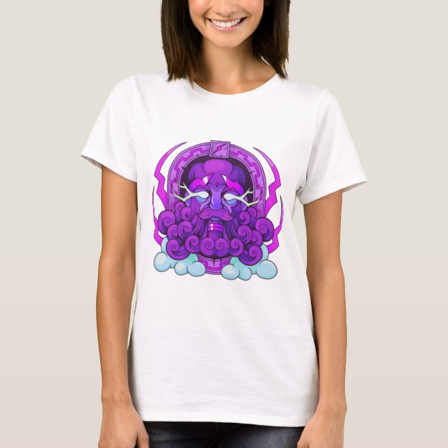 T-shirt Zeus Lightening Retro design Purple Cool Lien (Devant)