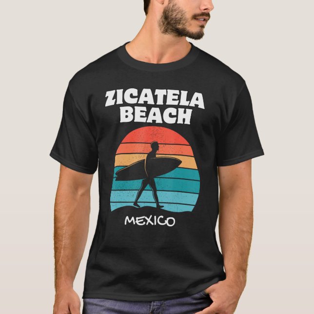 T-shirt ZICATELA BEACH MEXICO Surf Retro Sunset Surf (Devant)