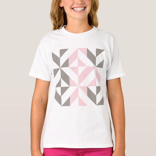 T-shirt ZigZag géométrique rose et argent (Devant)