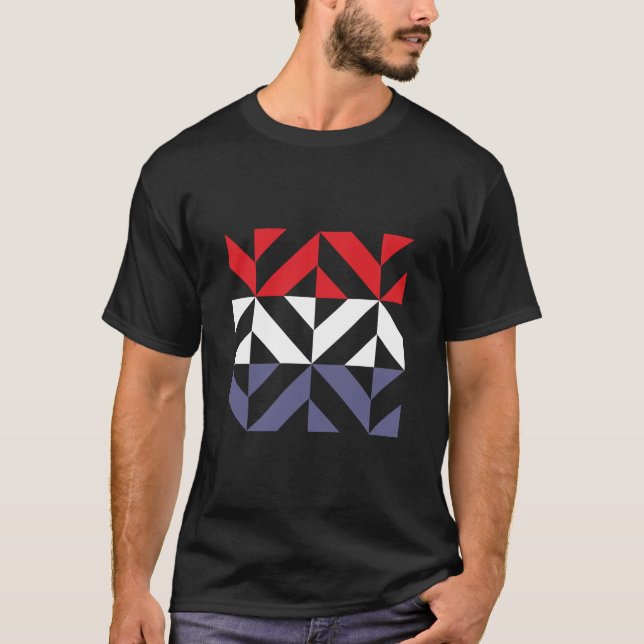T-shirt ZigZag géométrique rouge blanc et bleu (Devant)