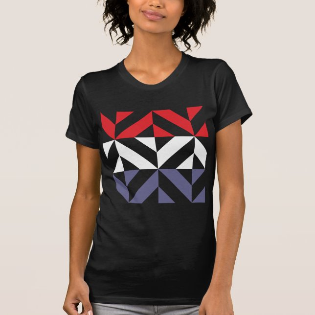 T-shirt ZigZag géométrique rouge blanc et bleu (Devant)