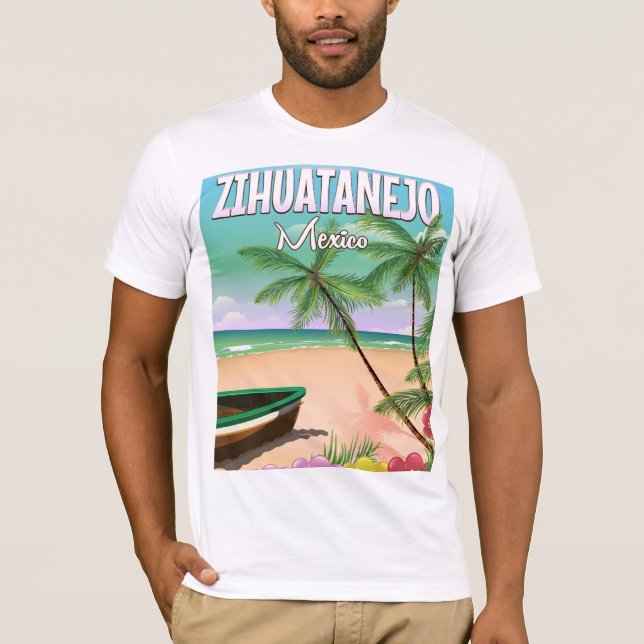 T-shirt Zihuatanejo affiche de vacances à la plage mexicai (Devant)