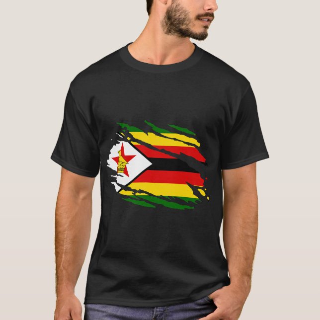 T-shirt Zimbabwe Dans Mon ADN Zimbabwe Drapeau Fière Du Zi (Devant)