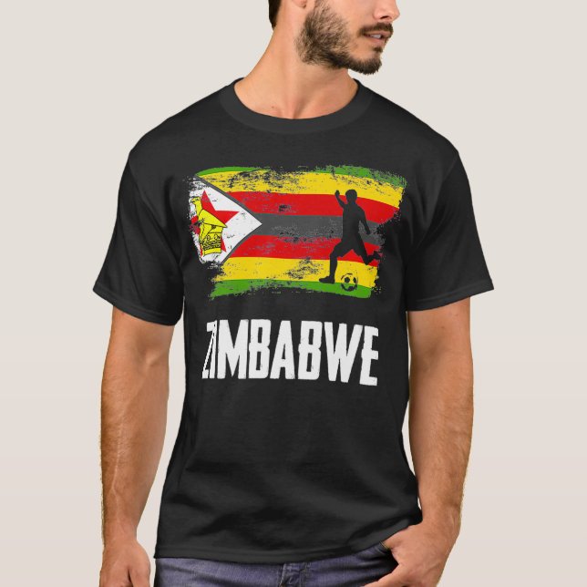 T-shirt Zimbabwe Drapeau Jersey Zimbabwe Soccer Team Zimba (Devant)