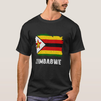 T-shirt Zimbabwe Drapeau Racines Zimbabwéennes Vintage Zim
