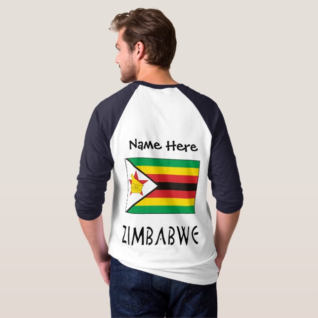 T-shirt Zimbabwe et Zimbabwe Drapeau avec votre nom Hommes (Dos entier)