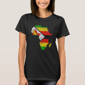 T-shirt Zimbabwe Flag Africa Continent Silhouette Gift Zim