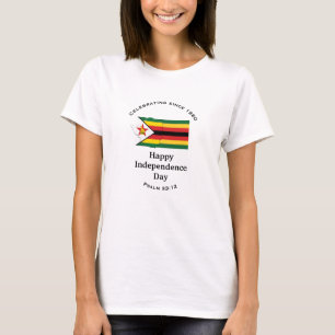 T-shirt ZIMBABWE INDÉPENDANCE Indicateur Carte BLANC