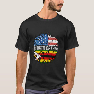T-shirt Zimbabwe Je Suis Les Deux États-Unis Tournesol Zim