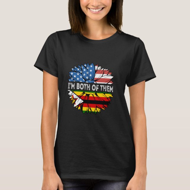 T-shirt Zimbabwe Je suis les deux États-Unis tournesol Zim (Devant)