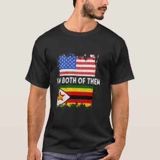 T-shirt Zimbabwe Je Suis Les Deux USA Amérique Zimbabwéen
