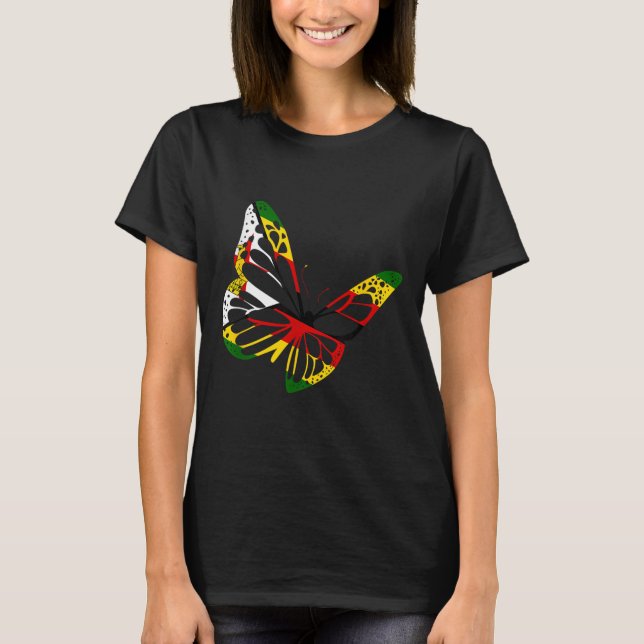 T-shirt Zimbabwe Roots Butterfly Zimbabwe Drapeau Zimbabwe (Devant)