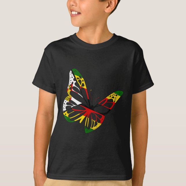 T-shirt Zimbabwe Roots Butterfly Zimbabwe Drapeau Zimbabwe (Devant)