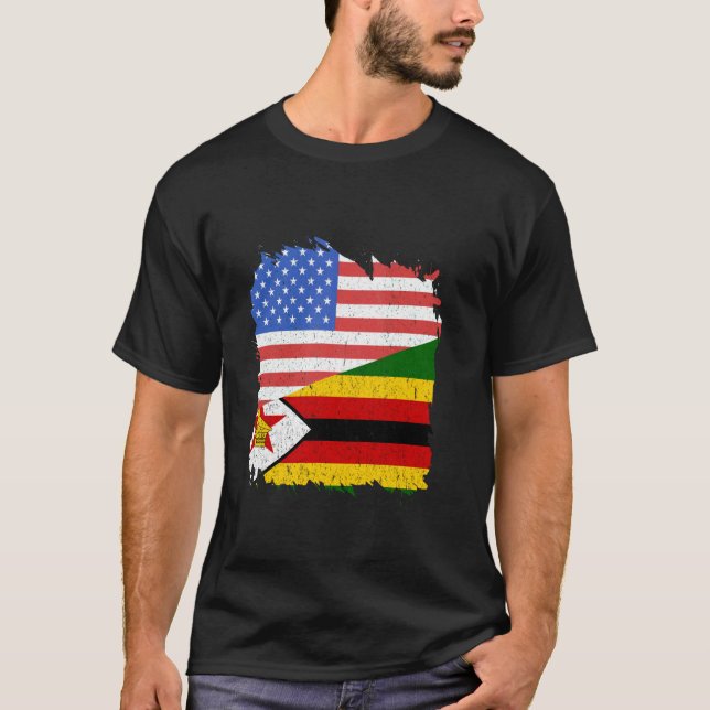 T-shirt Zimbabwe Zimbabwe Zimbabwe Zimbabwe Roots USA Amér (Devant)