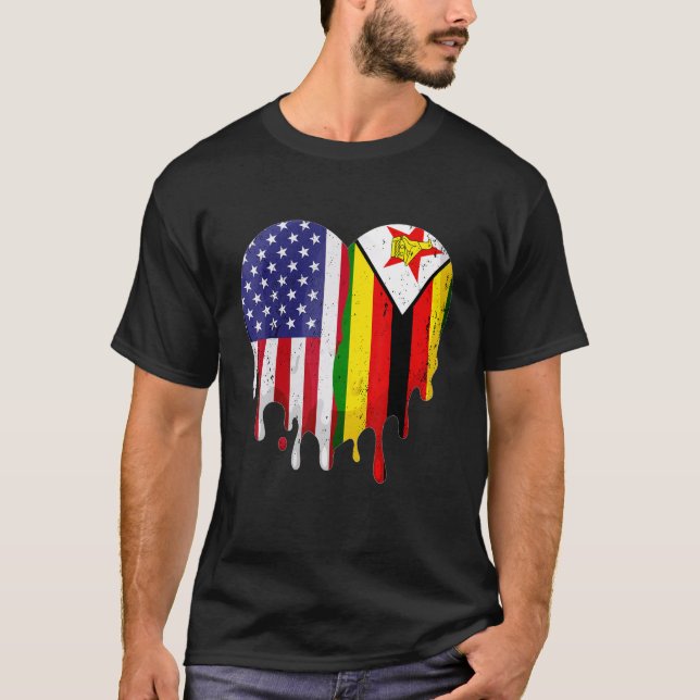 T-shirt Zimbabwean American Patriot Grown Country Melting  (Devant)