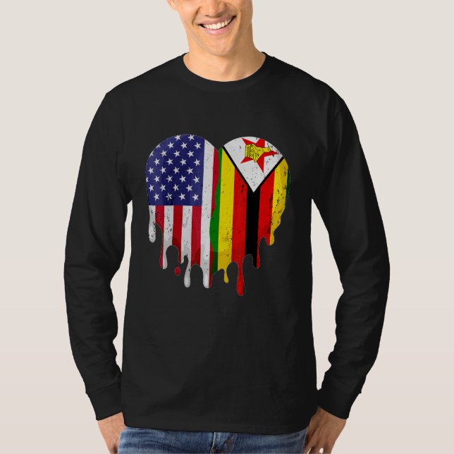 T-shirt Zimbabwean American Patriot Grown Country Melting  (Devant)