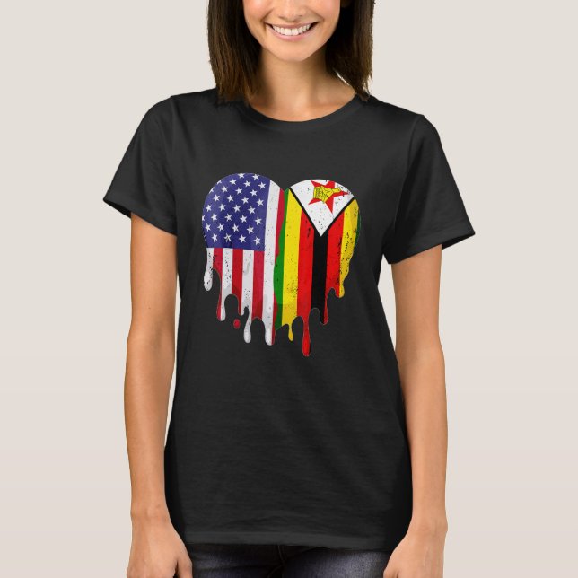 T-shirt Zimbabwean American Patriot Grown Country Melting  (Devant)
