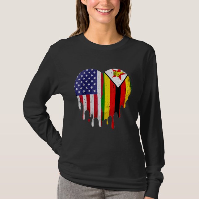 T-shirt Zimbabwean American Patriot Grown Country Melting  (Devant)