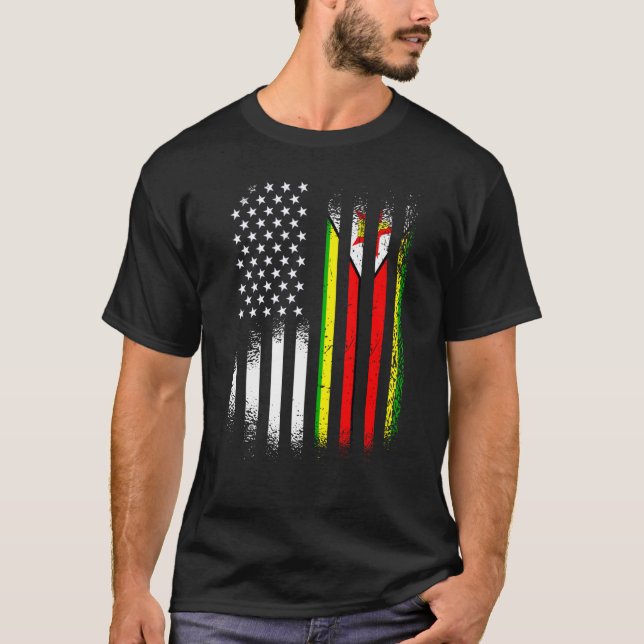 T-shirt Zimbabwean American Patriot Grown Country USA Flag (Devant)