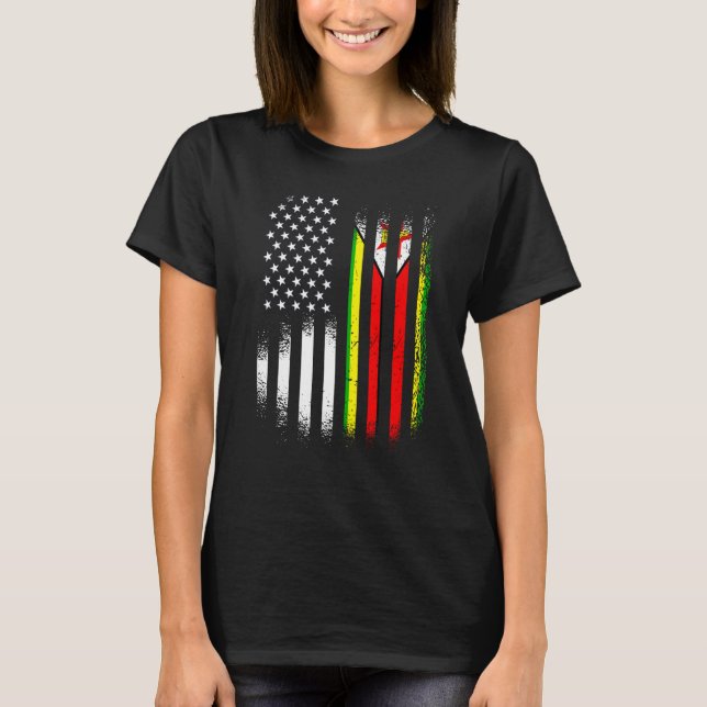 T-shirt Zimbabwean American Patriot Grown Country USA Flag (Devant)