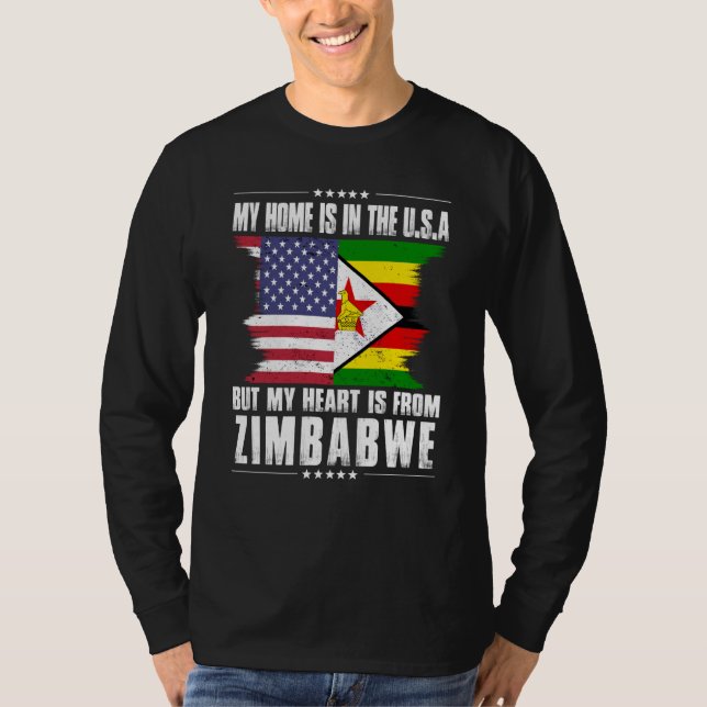 T-shirt Zimbabwean American Patriot Grown Proud Home Heart (Devant)