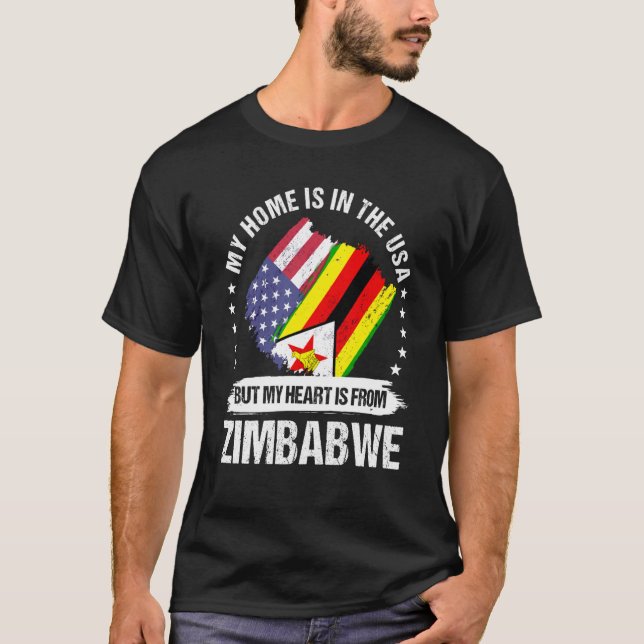 T-shirt Zimbabwean American Patriot Grown Proud My Heart i (Devant)