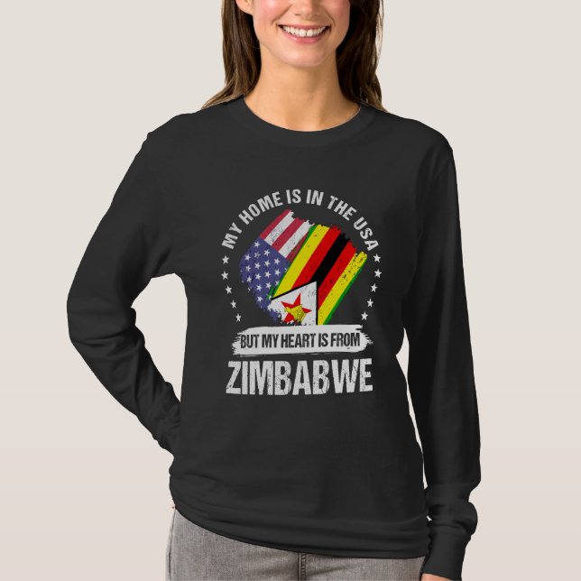 T-shirt Zimbabwean American Patriot Grown Proud My Heart i (Devant)