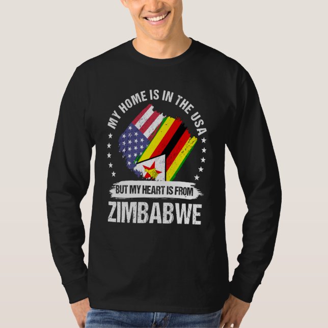 T-shirt Zimbabwean American Patriot Grown Proud My Heart i (Devant)