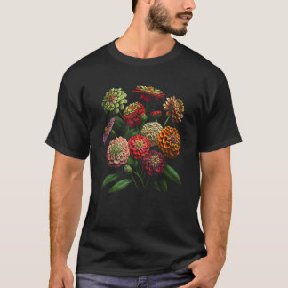 T-shirt Zinnia Flowers Floral Bouquet Design