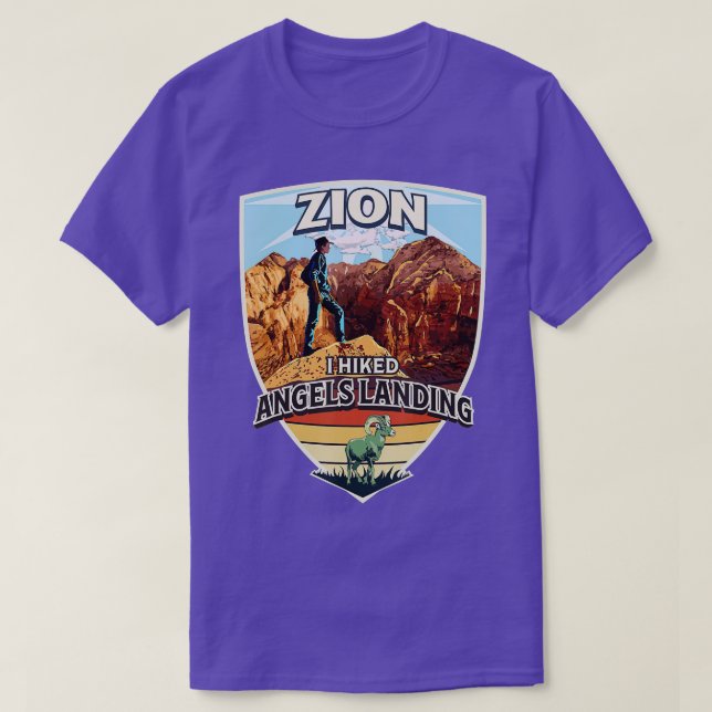 T-shirt Zion I Randonnée Angels Landing Hiker et Bighorn S (Design devant)