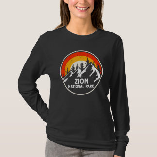 T-shirt Zion National Park Mountain Trees & Sun Camping Hi