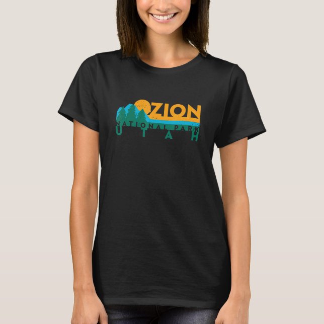 T-shirt Zion National Park Sunny Mountain Treeline (Devant)