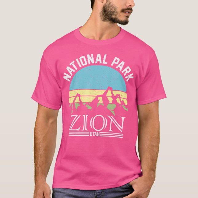 T-shirt Zion National Park Utah Camping Randonnée Retro Ca (Devant)