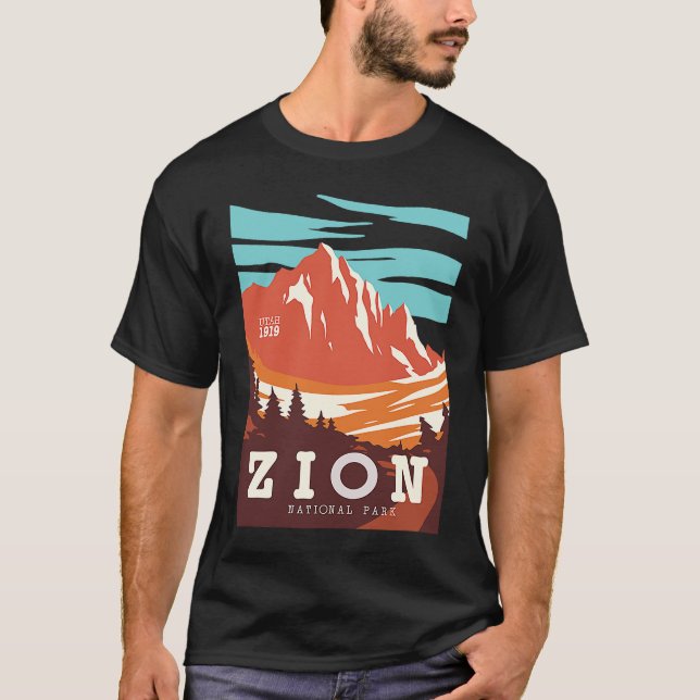 T-shirt Zion National Park Utah Hiking Travel Poster  Idea (Devant)