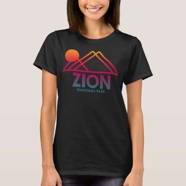 T-shirt Zion National Park Utah Souvenir UT Outline Gradie (Devant)
